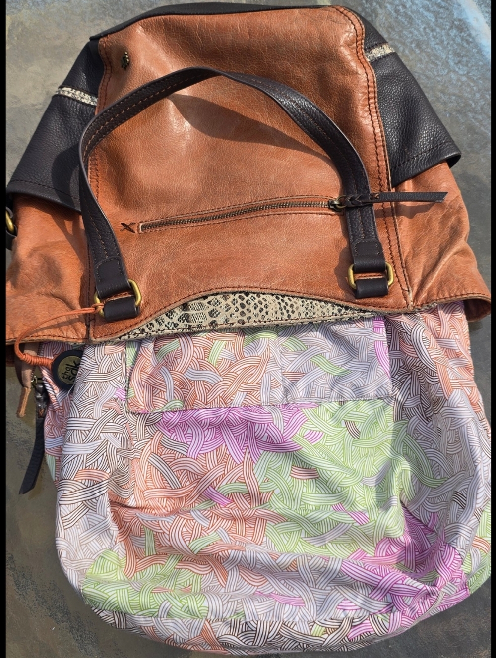 The Sak Brown Leather Kendra Tote Shoulder Bag Large Bohemian Boho Hobo - Picture 4 of 9